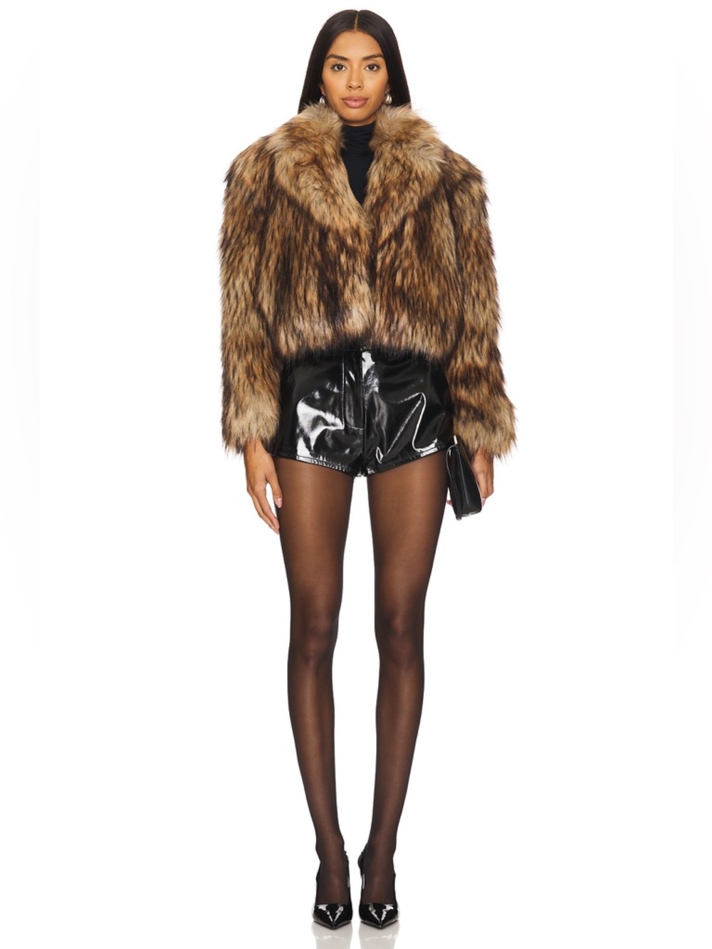 lovers and friends Madison Short in Black Medium NEW Faux Leather